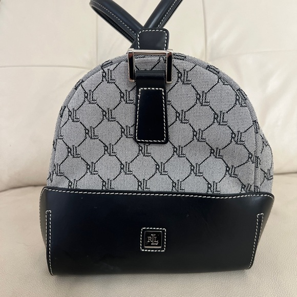 Vintage Ralph Lauren Signature Monogram Leather Canvas Shoulder Duffle Bag - Picture 2 of 10